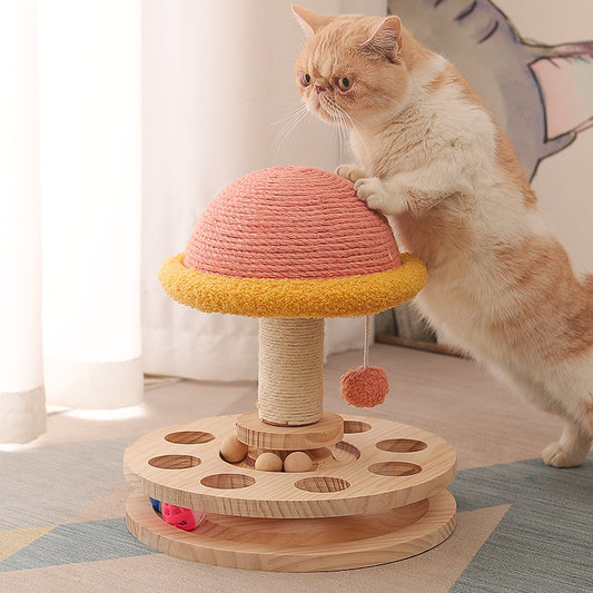 Solid Wood Turntable Cat Sisal Grinding Toy – AICHOUNI STORE